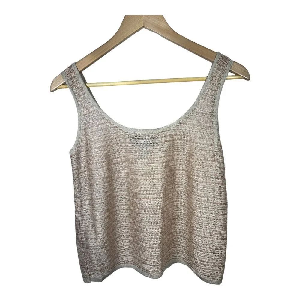 VINTAGE LINDA ALLARD for ELLEN TRACY Sleeveless Woven Sheer Top Tan Size Medium